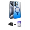 MARSİLYAN™- iPhone 15 Pro Max Kılıf Ahenk Doku Özel Seri - Siyah Bilvis 5in1 3D Magic Cam Ekran Koruyucu + Raze Metal Kamera Lens - TMGI