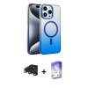 MARSİLYAN™- iPhone 15 Pro Max Kılıf Ahenk Doku Özel Seri - Siyah Bilvis 5in1 3D Magic Cam Ekran Koruyucu + Raze Metal Kamera Lens - LT