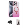 MARSİLYAN™- iPhone 15 Pro Max Kılıf Ahenk Doku Özel Seri - Siyah Bilvis Hayalet Cam Ekran Koruyucu + Gümüş Raze Metal Kamera Lens