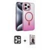 MARSİLYAN™- iPhone 15 Pro Max Kılıf Ahenk Doku Özel Seri - Siyah Bilvis Hayalet Cam Ekran Koruyucu + PVD Metal Kamera Lens - LT