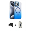 MARSİLYAN™- iPhone 15 Pro Max Kılıf Ahenk Doku Özel Seri - Siyah Bilvis Hayalet Cam Ekran Koruyucu + Raze Metal Kamera Lens - SH