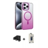 MARSİLYAN™- iPhone 15 Pro Max Kılıf Ahenk Doku Özel Seri - Siyah Bilvis Hayalet Cam Ekran Koruyucu + Raze Metal Kamera Lens - SH