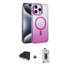 MARSİLYAN™- iPhone 15 Pro Max Kılıf Ahenk Doku Özel Seri - Siyah Bilvis Hayalet Cam Ekran Koruyucu + Raze Metal Kamera Lens - LT