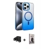 MARSİLYAN™- iPhone 15 Pro Max Kılıf Ahenk Doku Özel Seri - Siyah Bilvis Hayalet Cam Ekran Koruyucu + Raze Metal Kamera Lens - SH