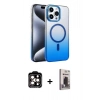 MARSİLYAN™- iPhone 15 Pro Max Kılıf Ahenk Doku Özel Seri - Siyah Bilvis Hayalet Cam Ekran Koruyucu + PVD Metal Kamera Lens - TU