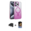 MARSİLYAN™- iPhone 15 Pro Max Kılıf Ahenk Doku Özel Seri - Siyah Buffer Hayalet Cam Ekran Koruyucu + Raze Metal Kamera Lens - TMGI