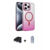 MARSİLYAN™- iPhone 15 Pro Max Kılıf Ahenk Doku Özel Seri - Siyah Joko Magic 5D Cam + Lacivert Raze Metal Kamera Lens