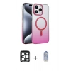 MARSİLYAN™- iPhone 15 Pro Max Kılıf Ahenk Doku Özel Seri - Siyah Joko Magic 5D Cam + PVD Metal Kamera Lens - LT