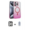 MARSİLYAN™- iPhone 15 Pro Max Kılıf Ahenk Doku Özel Seri - Siyah Joko Magic 5D Cam + PVD Metal Kamera Lens - GS