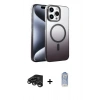 MARSİLYAN™- iPhone 15 Pro Max Kılıf Ahenk Doku Özel Seri - Siyah Joko Magic 5D Cam + Raze Metal Kamera Lens - TMGI