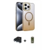 MARSİLYAN™- iPhone 15 Pro Max Kılıf Ahenk Doku Özel Seri - Siyah Joko Magic 5D Hayalet Cam + Raze Metal Kamera Lens - LT