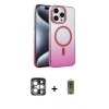 MARSİLYAN™- iPhone 15 Pro Max Kılıf Ahenk Doku Özel Seri - Siyah Joko Magic 5D Hayalet Cam + PVD Metal Kamera Lens - GS