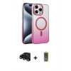 MARSİLYAN™- iPhone 15 Pro Max Kılıf Ahenk Doku Özel Seri - Siyah Joko Magic 5D Hayalet Cam + Raze Metal Kamera Lens - SH