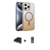 MARSİLYAN™- iPhone 15 Pro Max Kılıf Ahenk Doku Özel Seri - Siyah Joko Magic 5D Hayalet Cam + Raze Metal Kamera Lens - TMGI