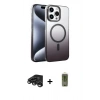 MARSİLYAN™- iPhone 15 Pro Max Kılıf Ahenk Doku Özel Seri - Siyah Joko Magic 5D Hayalet Cam + Raze Metal Kamera Lens - TMGI