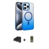 MARSİLYAN™- iPhone 15 Pro Max Kılıf Ahenk Doku Özel Seri - Siyah Joko Magic 5D Hayalet Cam + Raze Metal Kamera Lens - TMGI
