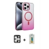MARSİLYAN™- iPhone 15 Pro Max Kılıf Ahenk Doku Özel Seri - Siyah Polymer Nano Ekran Koruyucu + PVD Metal Kamera Lens - GS