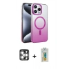 MARSİLYAN™- iPhone 15 Pro Max Kılıf Ahenk Doku Özel Seri - Siyah Polymer Nano Ekran Koruyucu + PVD Metal Kamera Lens - GS