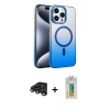 MARSİLYAN™- iPhone 15 Pro Max Kılıf Ahenk Doku Özel Seri - Siyah Polymer Nano Ekran Koruyucu + Raze Metal Kamera Lens - TMGI