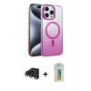 MARSİLYAN™- iPhone 15 Pro Max Kılıf Ahenk Doku Özel Seri - Siyah Polymer Nano Ekran Koruyucu + Raze Metal Kamera Lens - TMGI