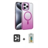 MARSİLYAN™- iPhone 15 Pro Max Kılıf Ahenk Doku Özel Seri - Siyah Polymer Nano Ekran Koruyucu + PVD Metal Kamera Lens - SH