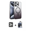 MARSİLYAN™- iPhone 15 Pro Max Kılıf Ahenk Doku Özel Seri - Siyah Vanessa Magic Cam + PVD Metal Kamera Lens - GI