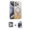 MARSİLYAN™- iPhone 15 Pro Max Kılıf Ahenk Doku Özel Seri - Siyah Vanessa Magic Cam + PVD Metal Kamera Lens - GS
