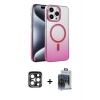 MARSİLYAN™- iPhone 15 Pro Max Kılıf Ahenk Doku Özel Seri - Siyah Vanessa Magic Cam + PVD Metal Kamera Lens - LT