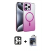 MARSİLYAN™- iPhone 15 Pro Max Kılıf Ahenk Doku Özel Seri - Siyah Vanessa Magic Cam + PVD Metal Kamera Lens - GS