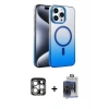 MARSİLYAN™- iPhone 15 Pro Max Kılıf Ahenk Doku Özel Seri - Siyah Vanessa Magic Cam + PVD Metal Kamera Lens - GS
