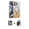 MARSİLYAN™- iPhone 15 Pro Max Kılıf Ahenk Doku Özel Seri - Siyah Vanessa Magic Cam + PVD Metal Kamera Lens - LT