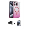 MARSİLYAN™- iPhone 15 Pro Max Kılıf Ahenk Doku Özel Seri - Siyah Vanessa Magic Cam + Raze Metal Kamera Lens - GS