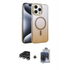 MARSİLYAN™- iPhone 15 Pro Max Kılıf Ahenk Doku Özel Seri - Siyah Vanessa Magic Cam + Raze Metal Kamera Lens - GS