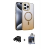 MARSİLYAN™- iPhone 15 Pro Max Kılıf Ahenk Doku Özel Seri - Siyah Vanessa Magic Cam + Raze Metal Kamera Lens - SH