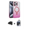MARSİLYAN™- iPhone 15 Pro Max Kılıf Ahenk Doku Özel Seri - Siyah Vanessa Magic Cam + Raze Metal Kamera Lens - SH