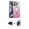 MARSİLYAN™- iPhone 15 Pro Max Kılıf Ahenk Doku Özel Seri - Siyah Vanessa Magic Cam + Raze Metal Kamera Lens - TMGI
