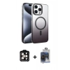 MARSİLYAN™- iPhone 15 Pro Max Kılıf Ahenk Doku Özel Seri - Siyah Vanessa Magic Cam + PVD Metal Kamera Lens - TU