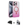 MARSİLYAN™- iPhone 15 Pro Max Kılıf Ahenk Doku Özel Seri - Siyah Vanessa Magic Hayalet Cam + Raze Metal Kamera Lens - SH