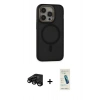 MARSİLYAN™- iPhone 15 Pro Max Kılıf Ahenk Form Serisi - Şeffaf Pasifik Cam Ekran Koruyucu + Raze Metal Kamera Lens - SH