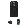 MARSİLYAN™- iPhone 15 Pro Max Kılıf Ahenk Form Serisi - Siyah 360 Mat Full Body Arka Koruyucu + Raze Metal Kamera Lens - LT