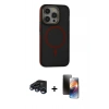 MARSİLYAN™- iPhone 15 Pro Max Kılıf Ahenk Form Serisi - Siyah 3D Antistatik Mat Seramik Nano Ekran Koruyucu + Raze Metal Kamera Lens - LT