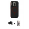 MARSİLYAN™- iPhone 15 Pro Max Kılıf Ahenk Form Serisi - Siyah Bilvis 3D Cam Ekran Koruyucu + Raze Metal Kamera Lens - SH