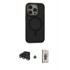 MARSİLYAN™- iPhone 15 Pro Max Kılıf Ahenk Form Serisi - Siyah Bilvis 3D Cam Ekran Koruyucu + Raze Metal Kamera Lens - LT
