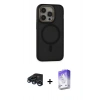 MARSİLYAN™- iPhone 15 Pro Max Kılıf Ahenk Form Serisi - Siyah Bilvis 5in1 3D Magic Cam Ekran Koruyucu + Raze Metal Kamera Lens - LT