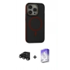 MARSİLYAN™- iPhone 15 Pro Max Kılıf Ahenk Form Serisi - Siyah Bilvis 5in1 3D Magic Cam Ekran Koruyucu + Raze Metal Kamera Lens - SH