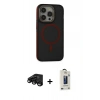 MARSİLYAN™- iPhone 15 Pro Max Kılıf Ahenk Form Serisi - Siyah Bilvis Hayalet Cam Ekran Koruyucu + Raze Metal Kamera Lens - SH