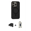 MARSİLYAN™- iPhone 15 Pro Max Kılıf Ahenk Form Serisi - Siyah Bilvis Hayalet Cam Ekran Koruyucu + Raze Metal Kamera Lens - TMGI