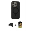 MARSİLYAN™- iPhone 15 Pro Max Kılıf Ahenk Form Serisi - Siyah Buffer Cam Ekran Koruyucu + Raze Metal Kamera Lens - SH