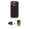 MARSİLYAN™- iPhone 15 Pro Max Kılıf Ahenk Form Serisi - Siyah Buffer Cam Ekran Koruyucu + Titanyum Gri Raze Metal Kamera Lens