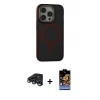 MARSİLYAN™- iPhone 15 Pro Max Kılıf Ahenk Form Serisi - Siyah Buffer Hayalet Cam Ekran Koruyucu + Raze Metal Kamera Lens - LT